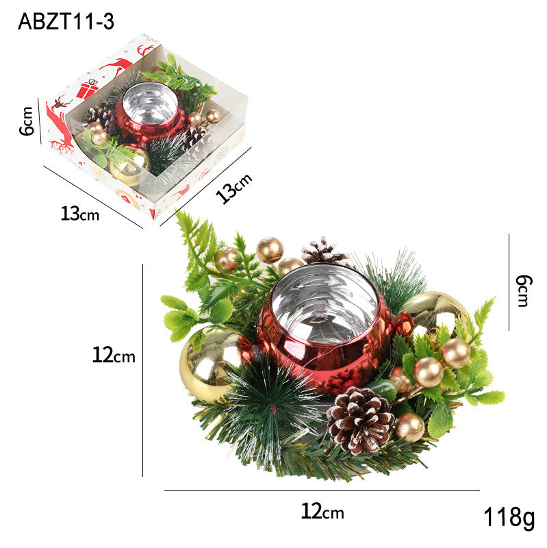 Wreath & Ornament Votive Candle Holder Christmas Centerpiece in Assorted Styles