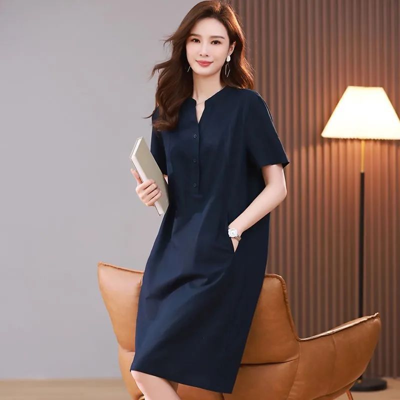 Oversized Mid-Length Summer Dress with Belly Coverage