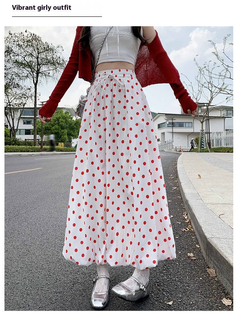 تنورة Red Polka Dot للملابس الصيفية المرحة