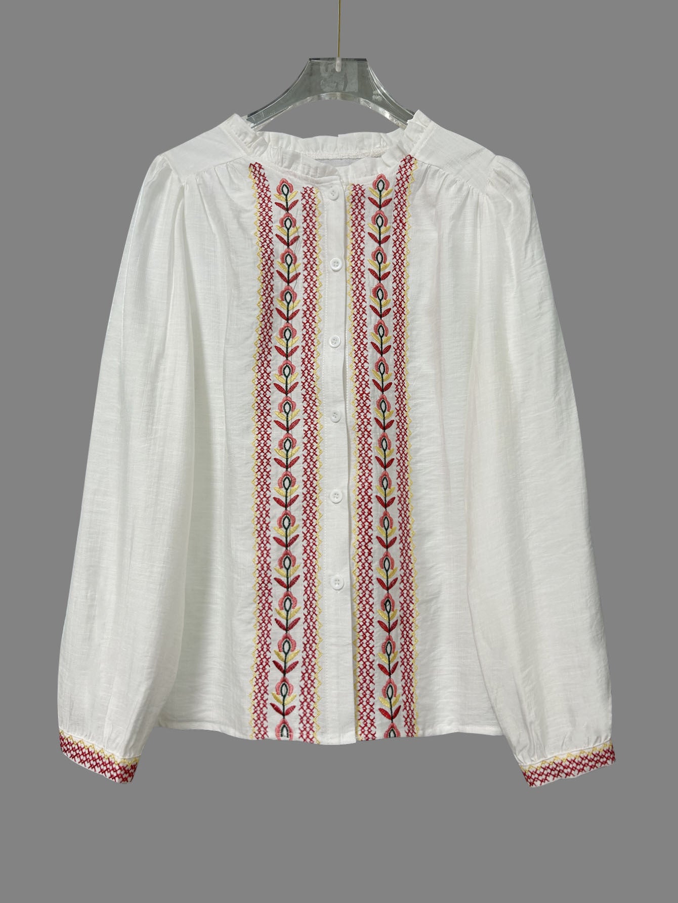 Women's Retro Ethnic-Style Embroidered Long-Sleeve Shirt