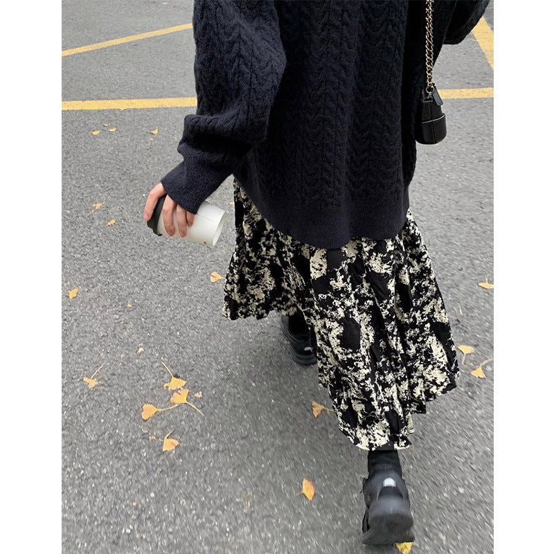 Gonna tinta a cravatta in stile occidentale per look casual dimagranti