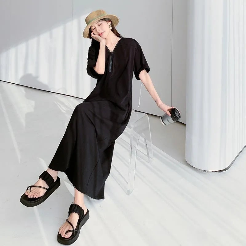 Vestido retro de la cremallera Hepburn con un verano suelto