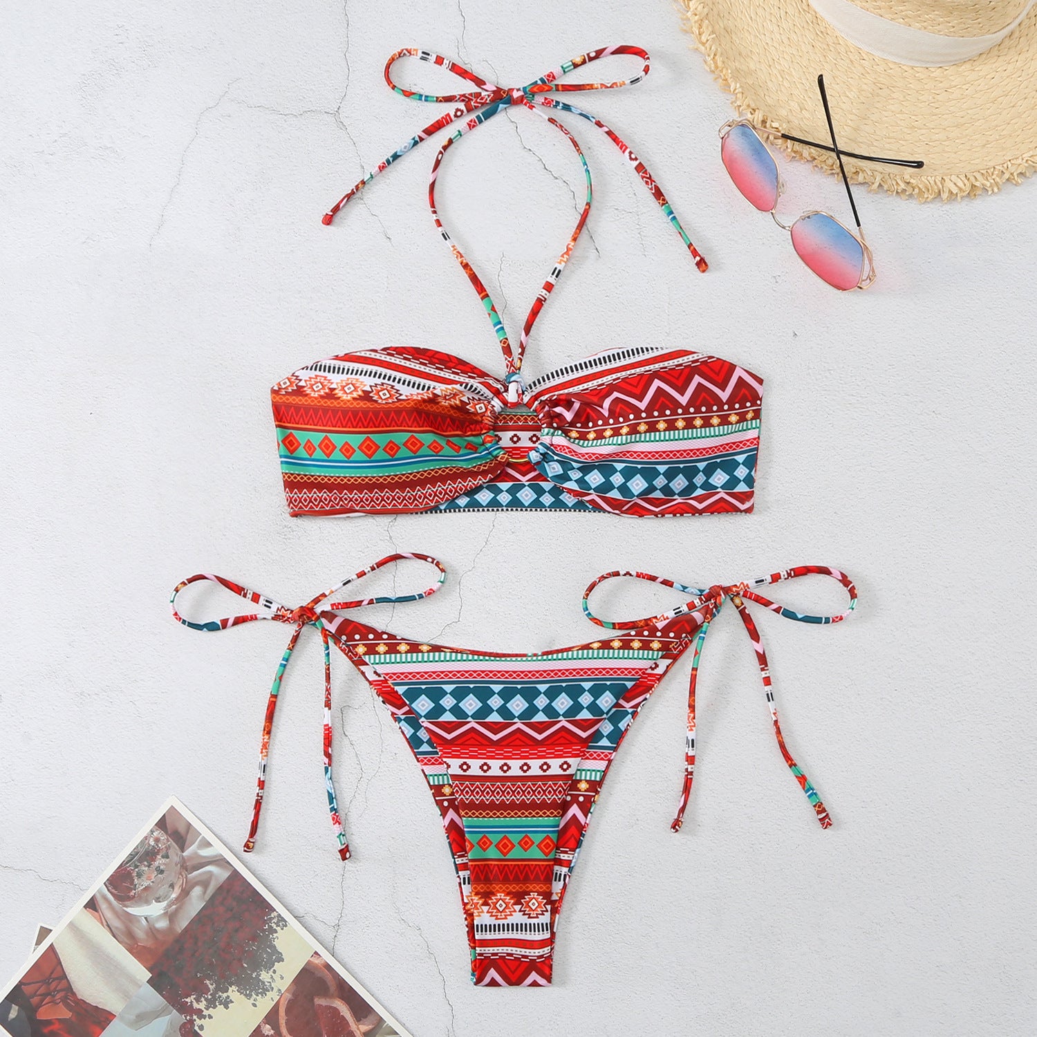 Halter Split Bikini Swimsuit voor trendy strandlook voor vrouwen