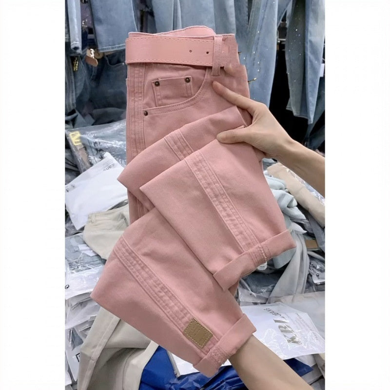 Plus-Size Loose Harem Jeans in Solid Color for Versatile Looks