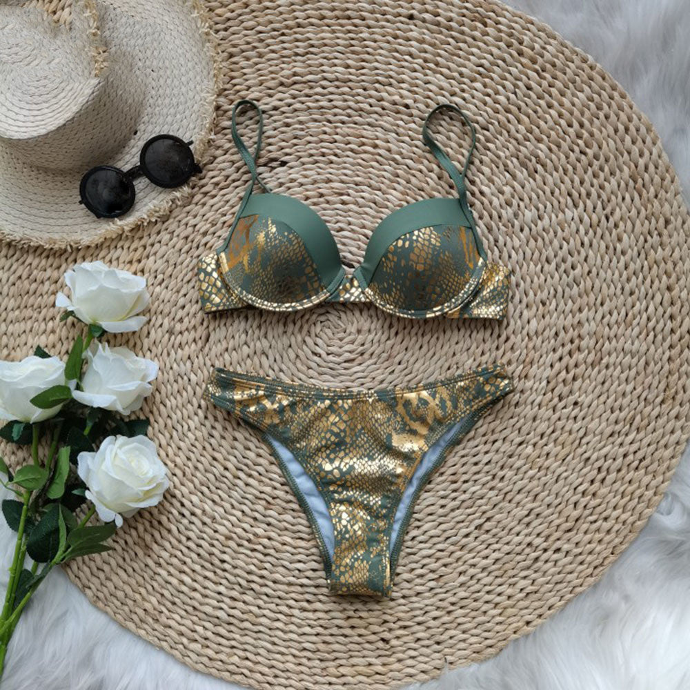Bikini perunggu push-up untuk kurva dan kenyamanan yang ditingkatkan
