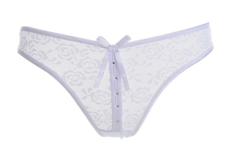 Tanga de arco semi -transparente de cintura baixa rendada