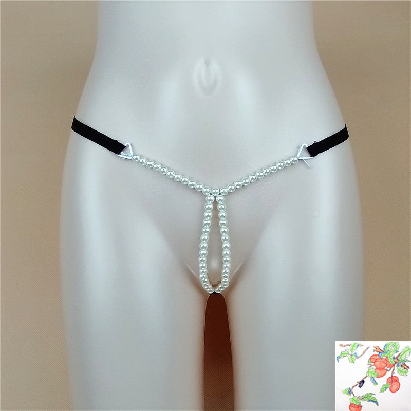 Dual Pearl String Front Butterfly Style Thongs