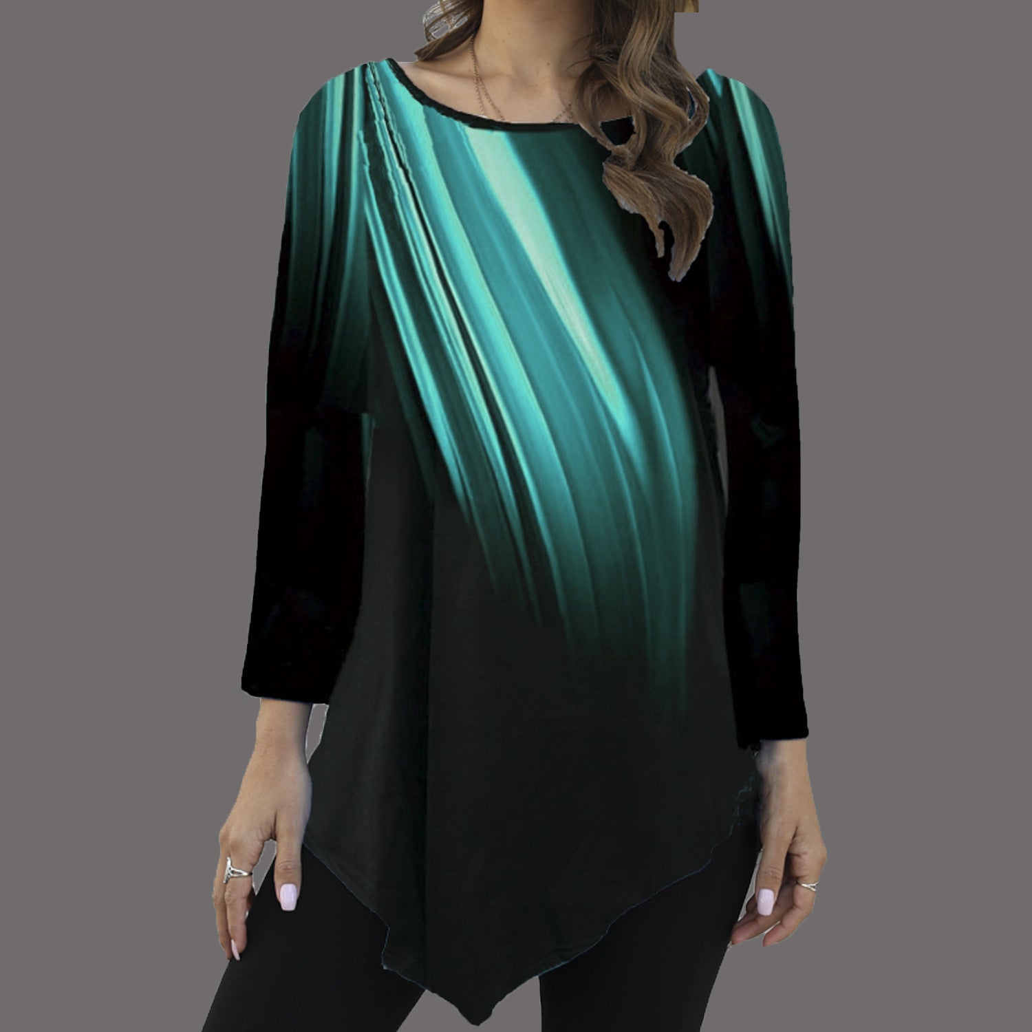 Losse passende kleur splash blouse met lange mouwen