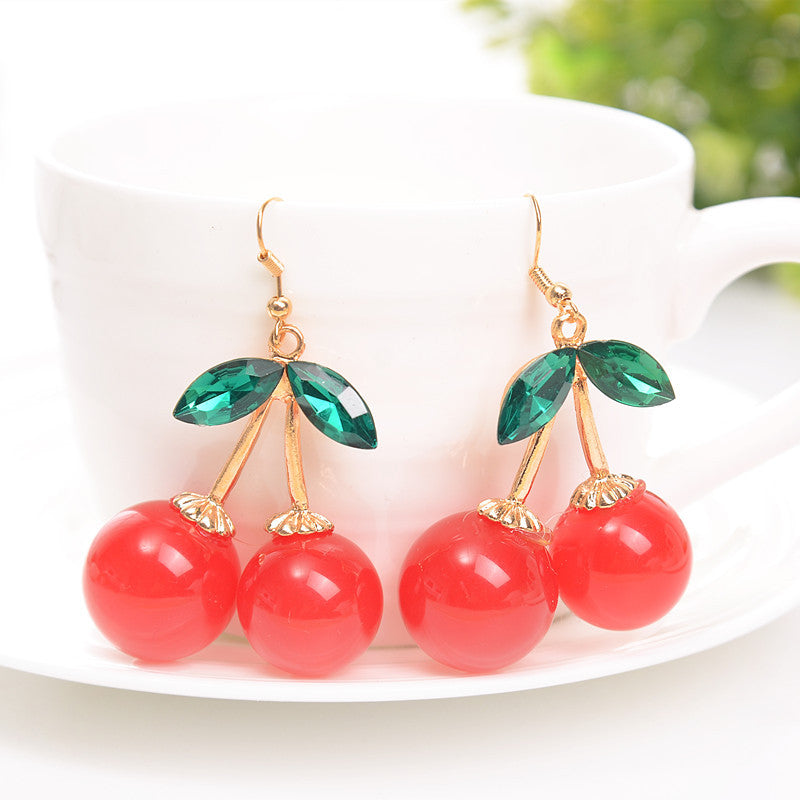 Faux Crystal Cherry Earrings