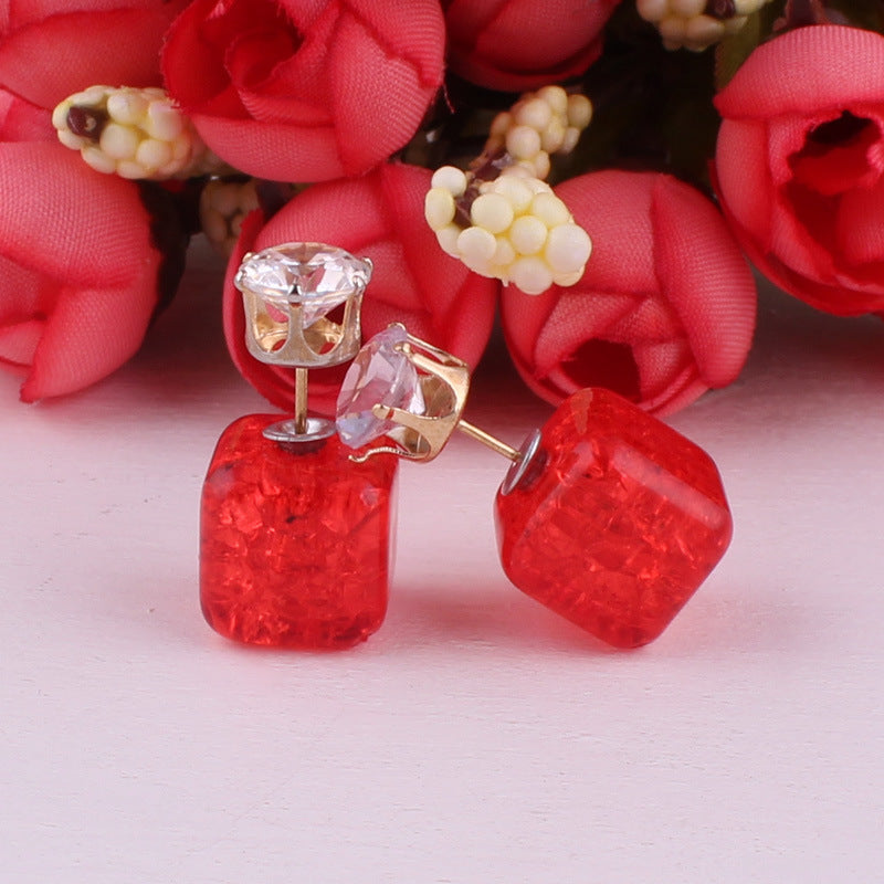 Boucles d'oreilles à double face cube