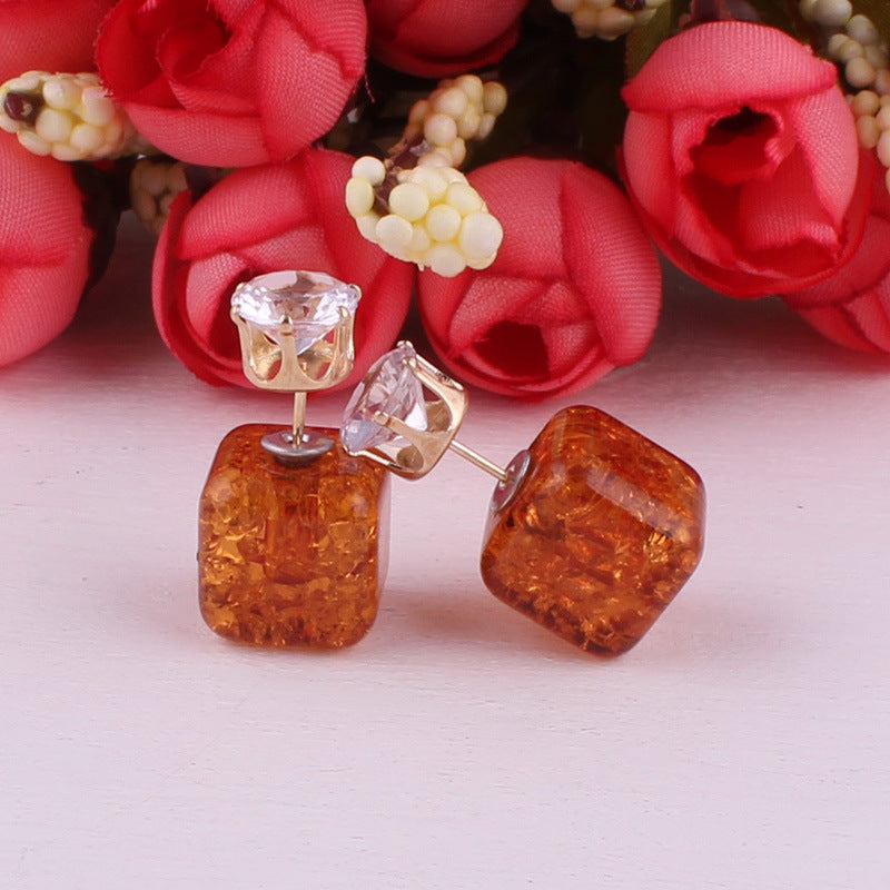 Boucles d'oreilles à double face cube