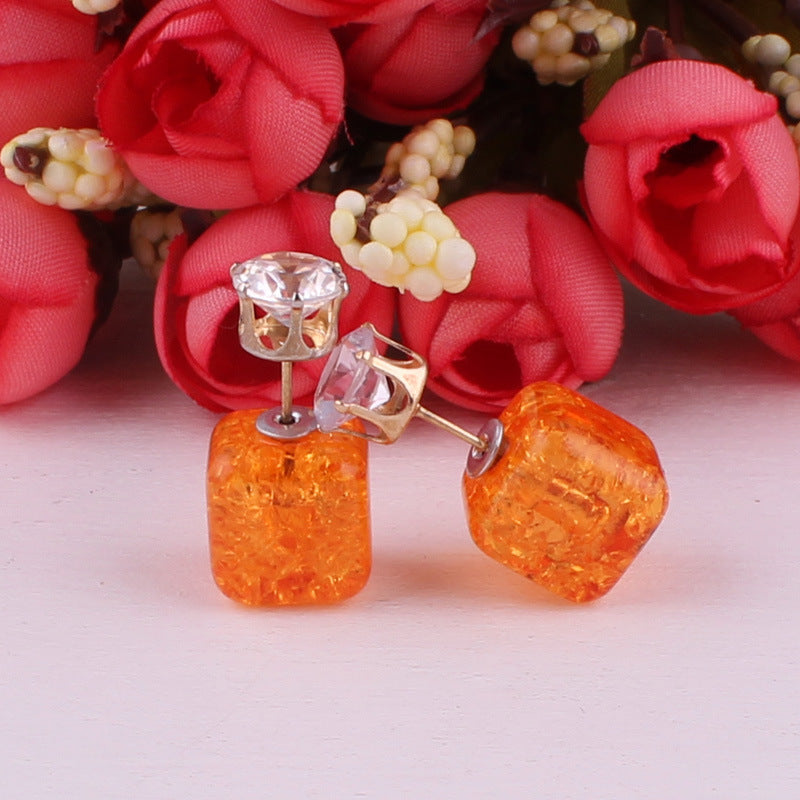 Boucles d'oreilles à double face cube