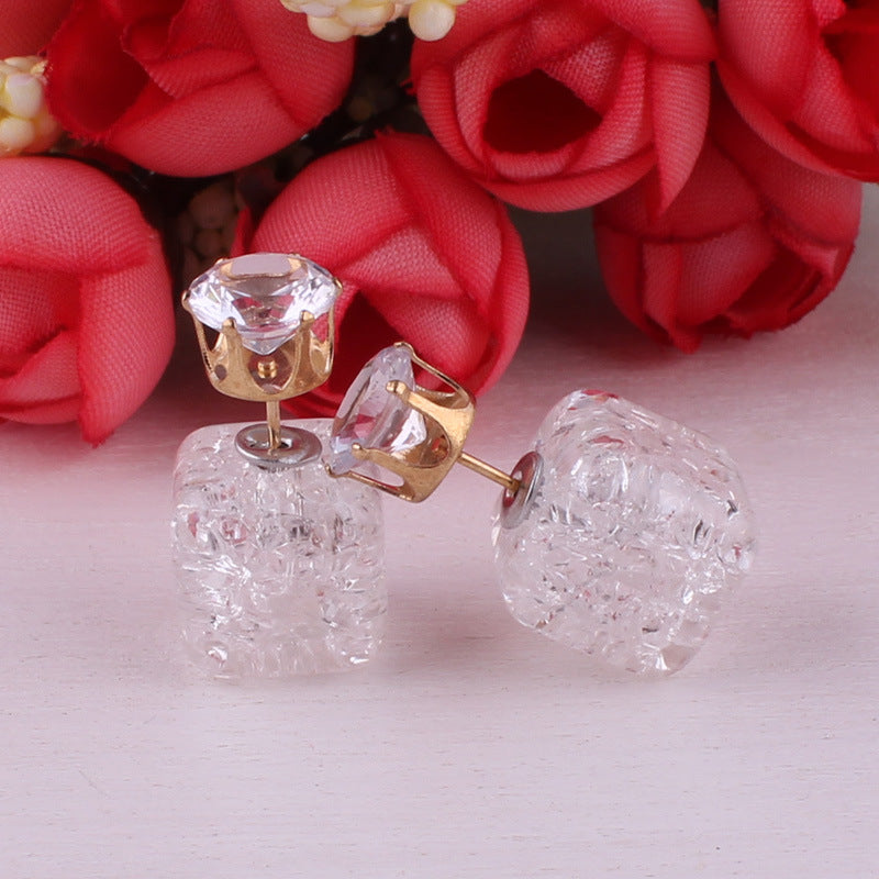 Boucles d'oreilles à double face cube