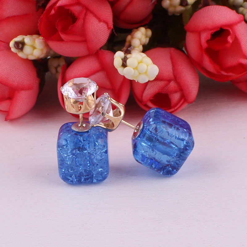 Boucles d'oreilles à double face cube