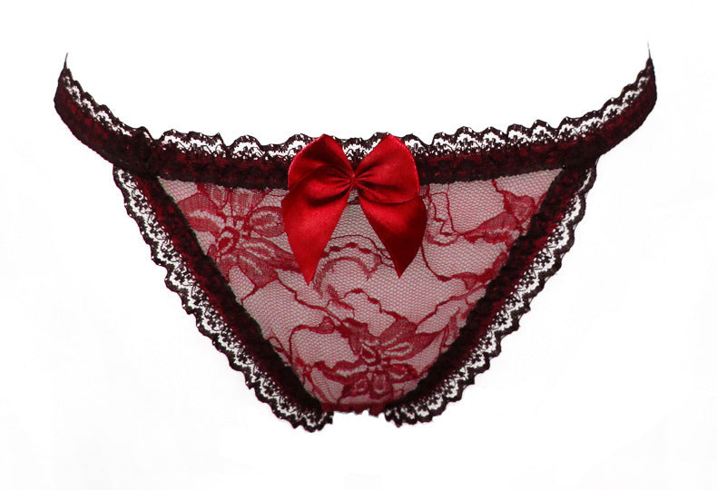 Lace voorste transparante string met kettingstring