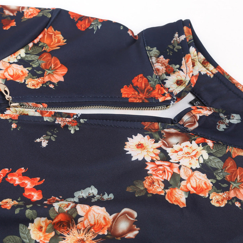 Floral Mandarin Collar Cheongsam Dress