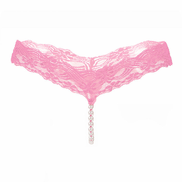 G-String mit filigraner Perlentasche und Blumenmuster