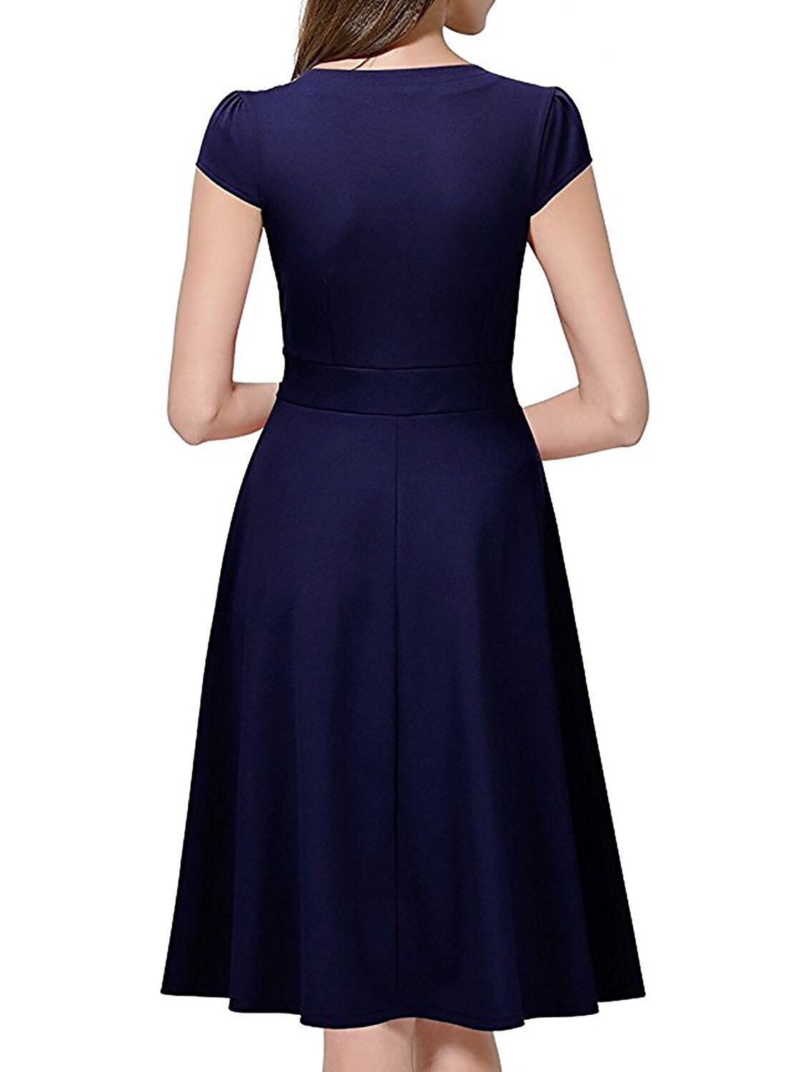 Notch Neck Cap Sleeve Dress