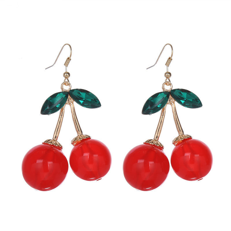 Faux Crystal Cherry Earrings