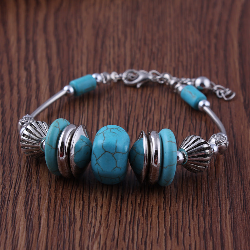 Turquoise Beaded Metal Bracelet