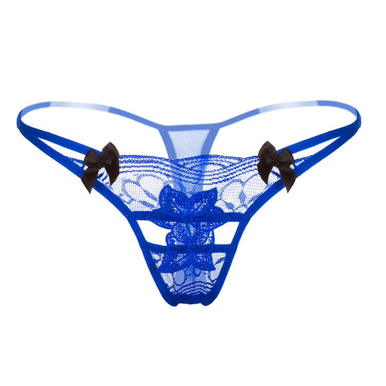 Bloemen applique kanten string panty