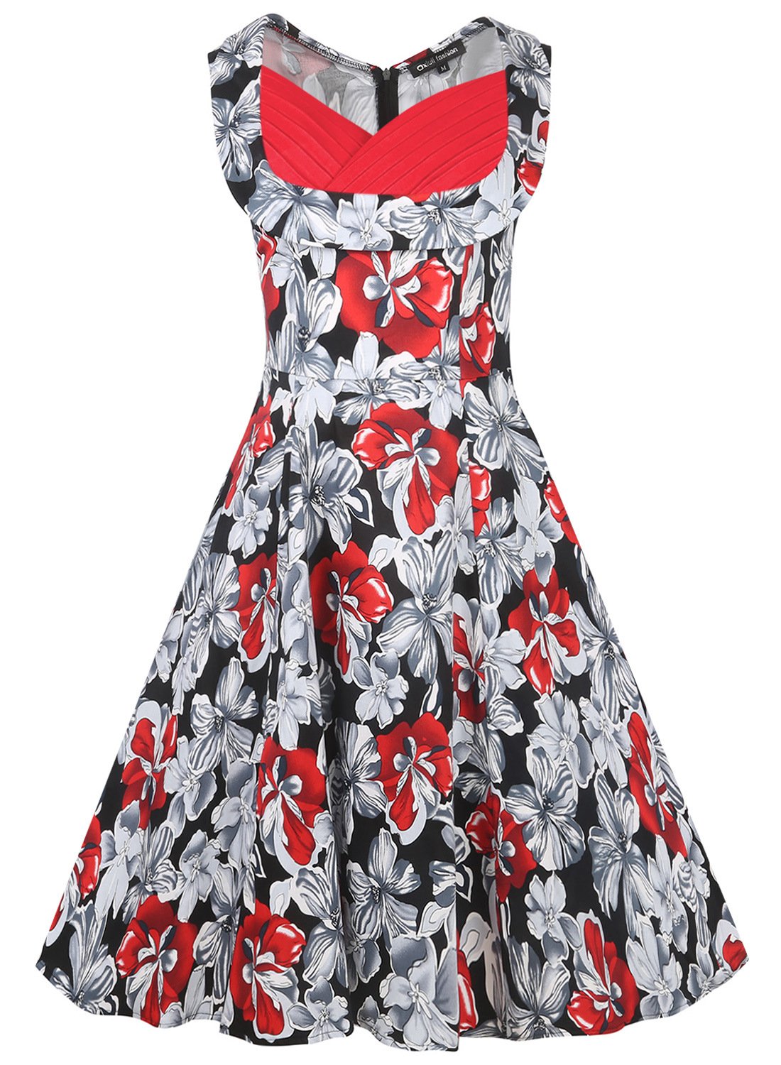 White Black & Red Floral Dress