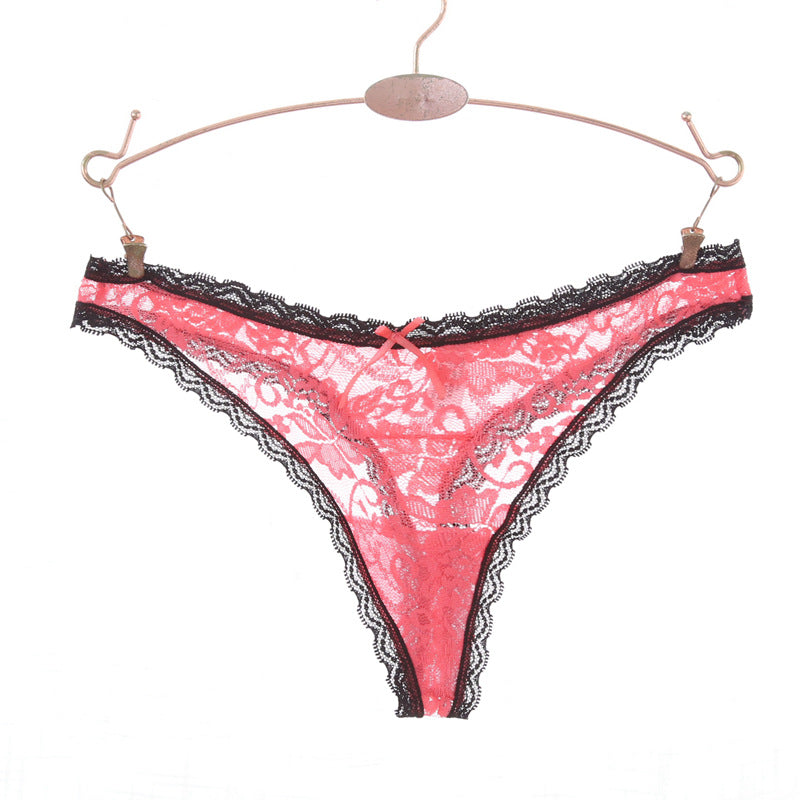 Kanten trim bloemenontwerp stringgong panty