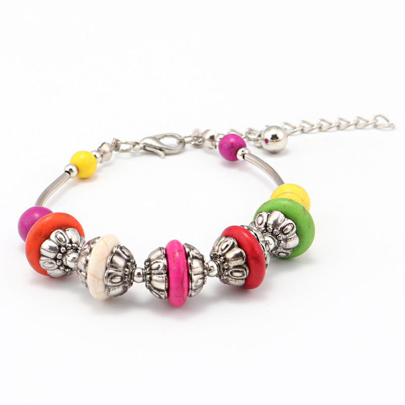 Rainbow Sphere Metal Beaded Bracelet