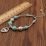 Heart Locket Turquoise Metal Bracelet