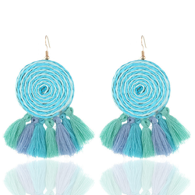 Woven Ring and Tassel Earrings