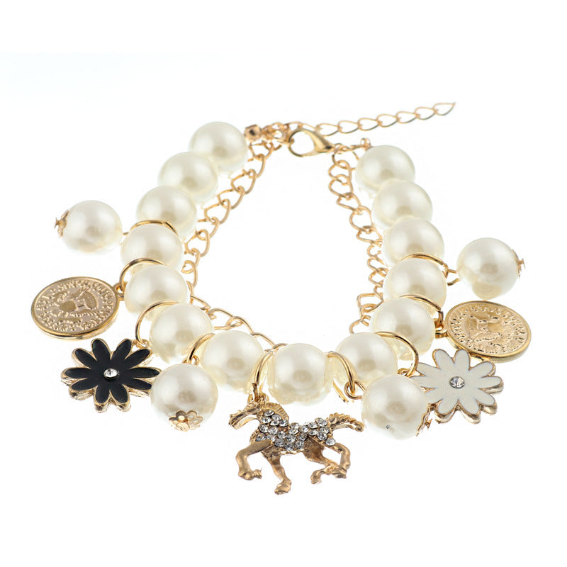 Faux Pearl Charm Bracelet