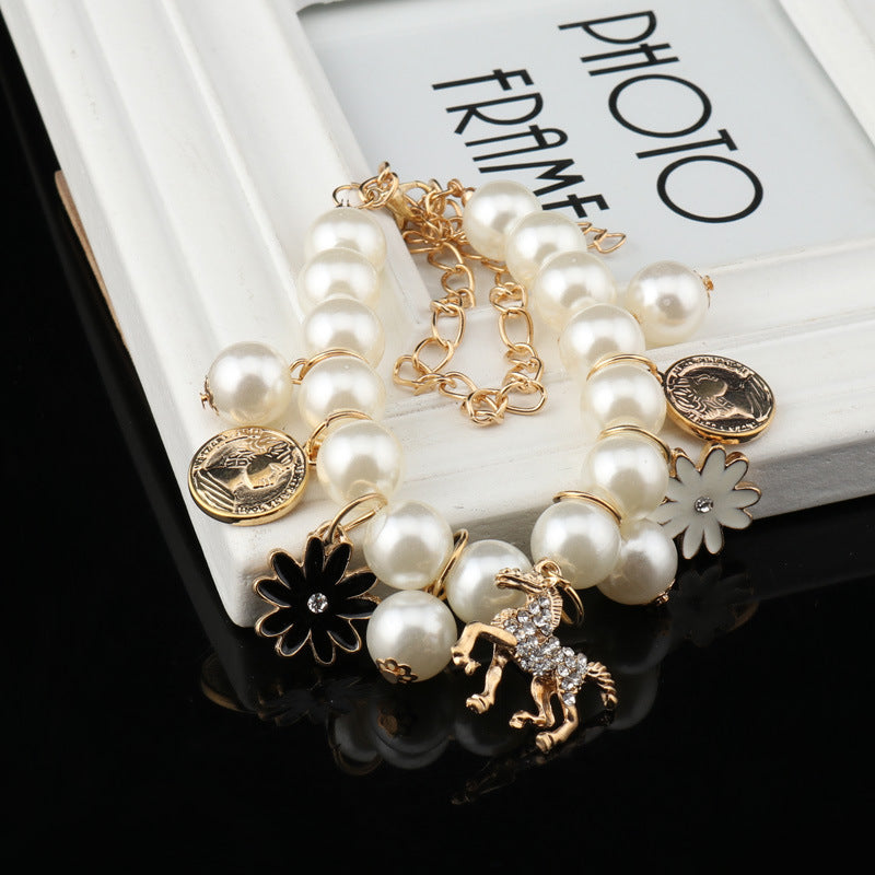 Faux Pearl Charm Bracelet