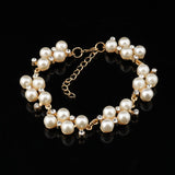 Bracciale per cluster di perle e catena d'oro