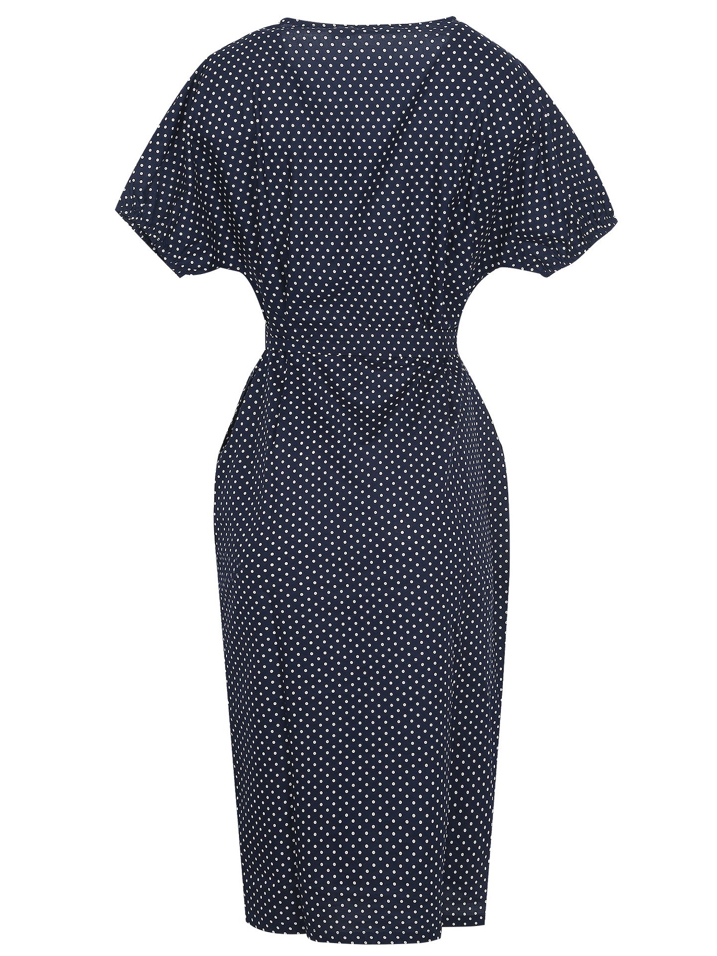 Navy & White Polka Dot Belted Dress