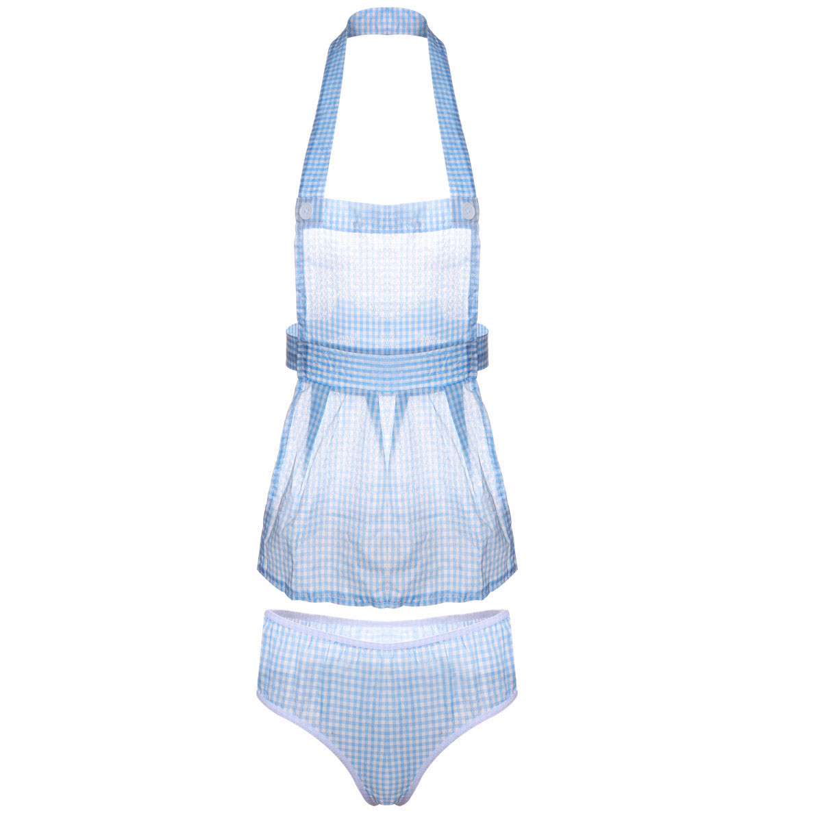 Gingham Print Apron Lingerie Set