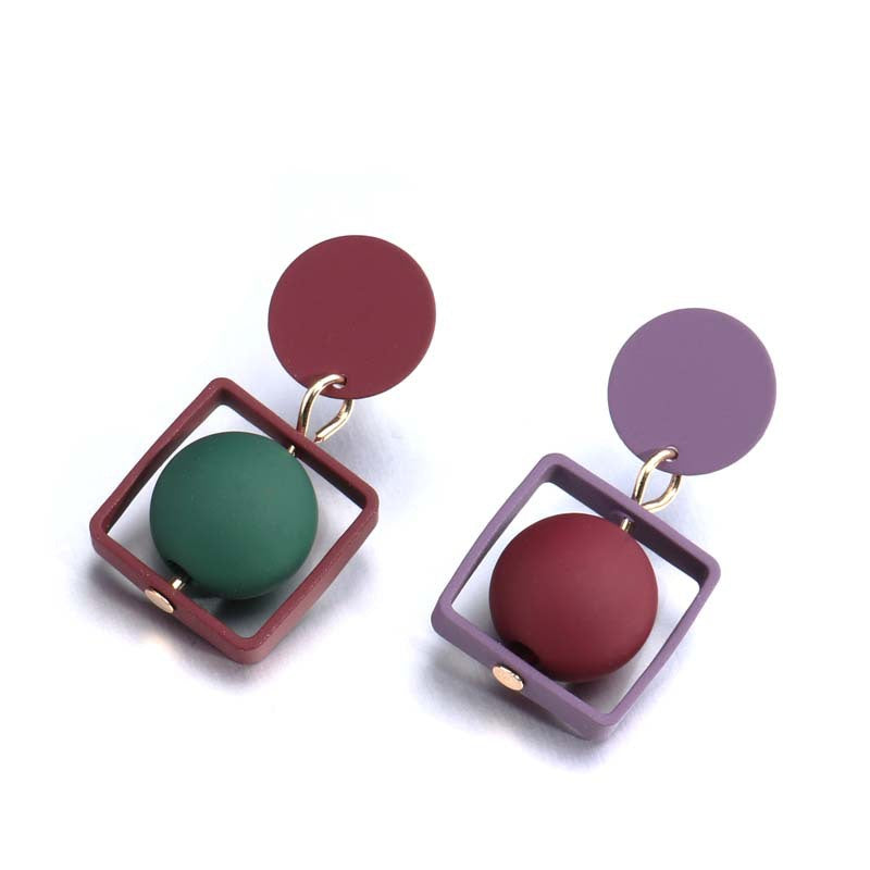 Modern Sphere and Square Earrings