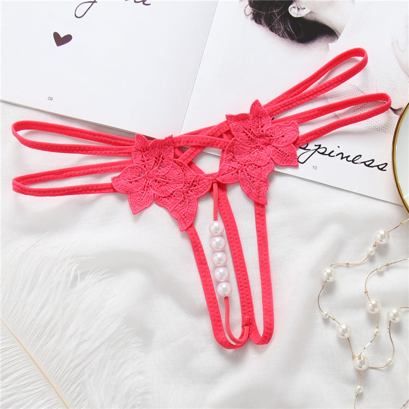 Embroidered Peekaboo Pearl G String - Theone Apparel