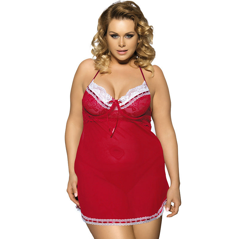 Plus Size Red & White Lace Dress