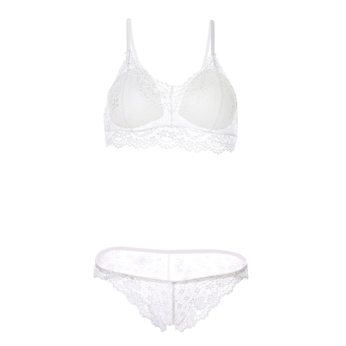 Crisscrossed Floral Lace Bra and Panty Set - Theone Apparel