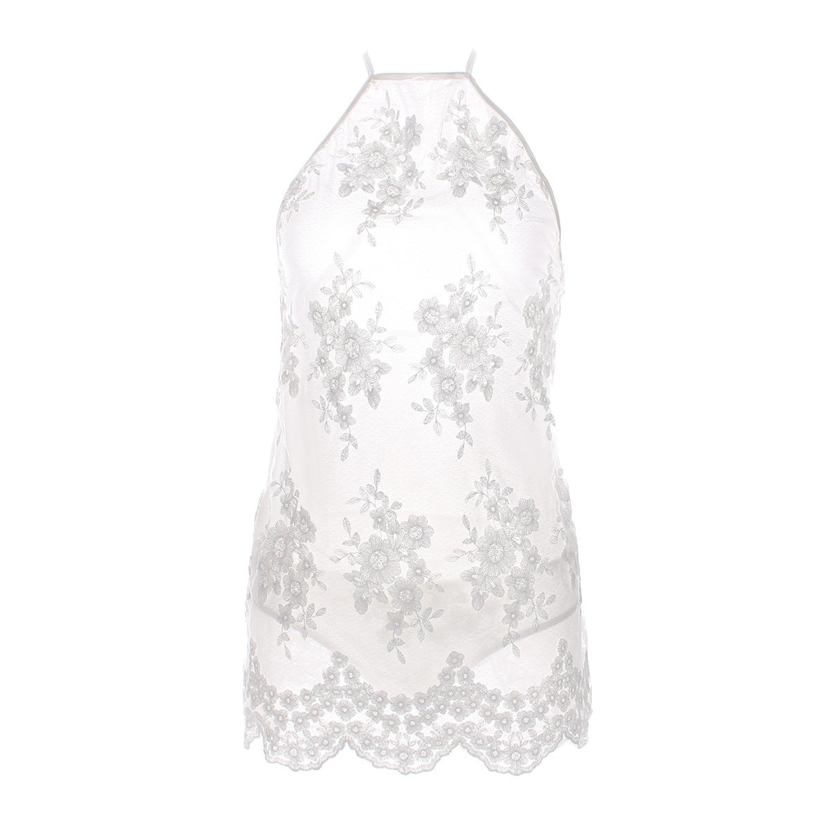 Scalloped Hem Lace Bib Lingerie Nightie