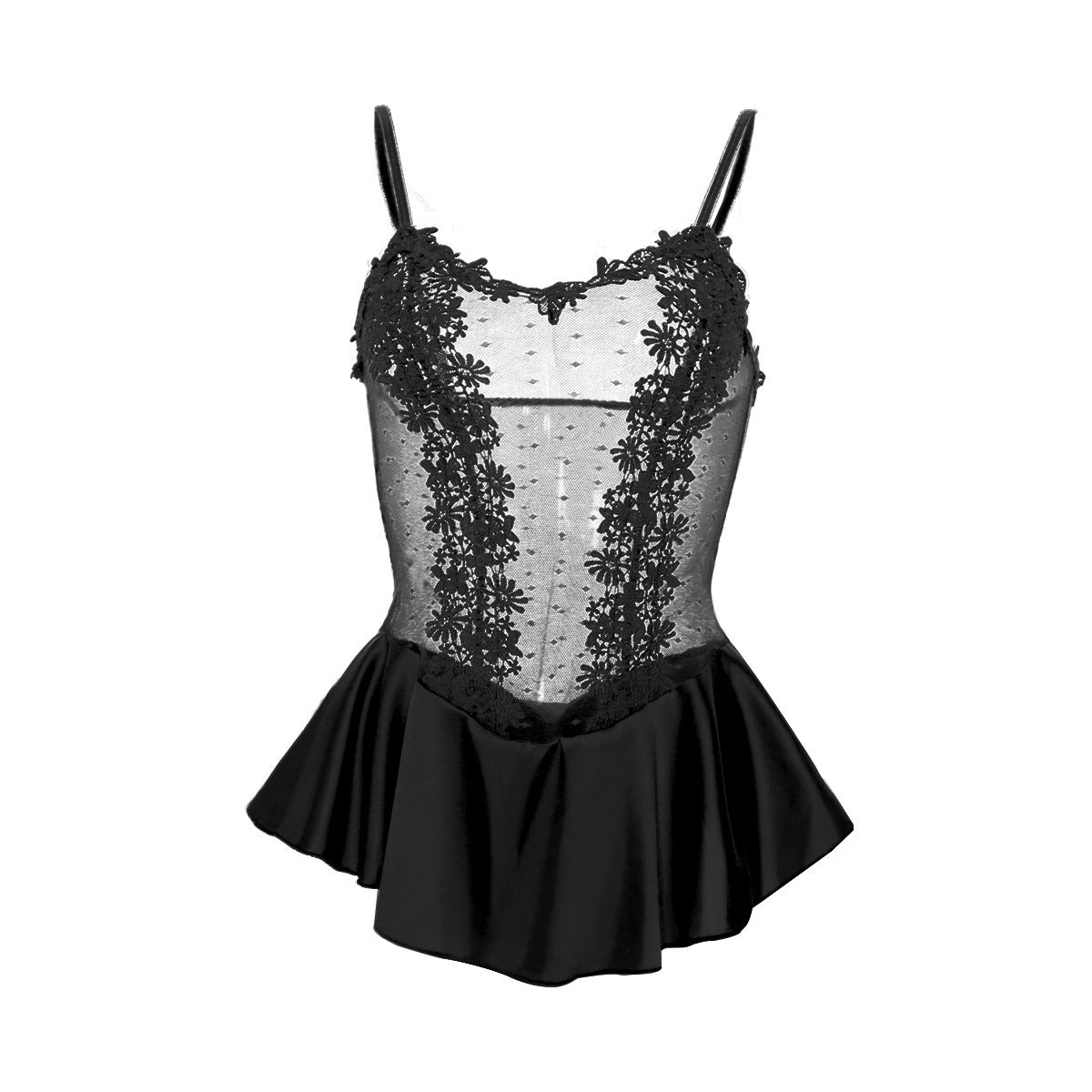 Skirted Peekaboo Lace Bodice Teddy