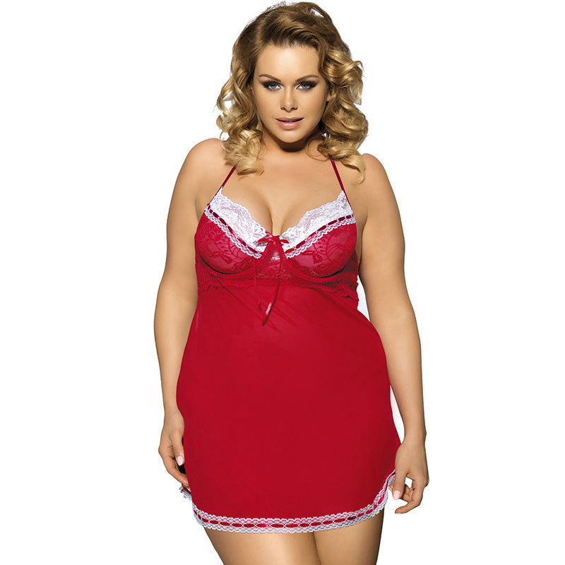 Plus Size Candy Cane Lacy Mini Dress