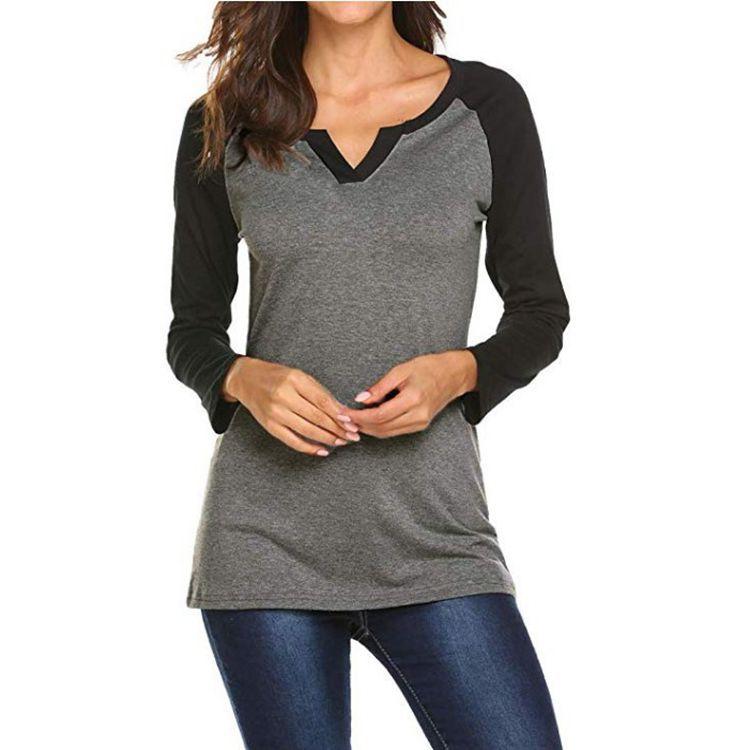 Two-Tone Notch Neck Raglan Tee