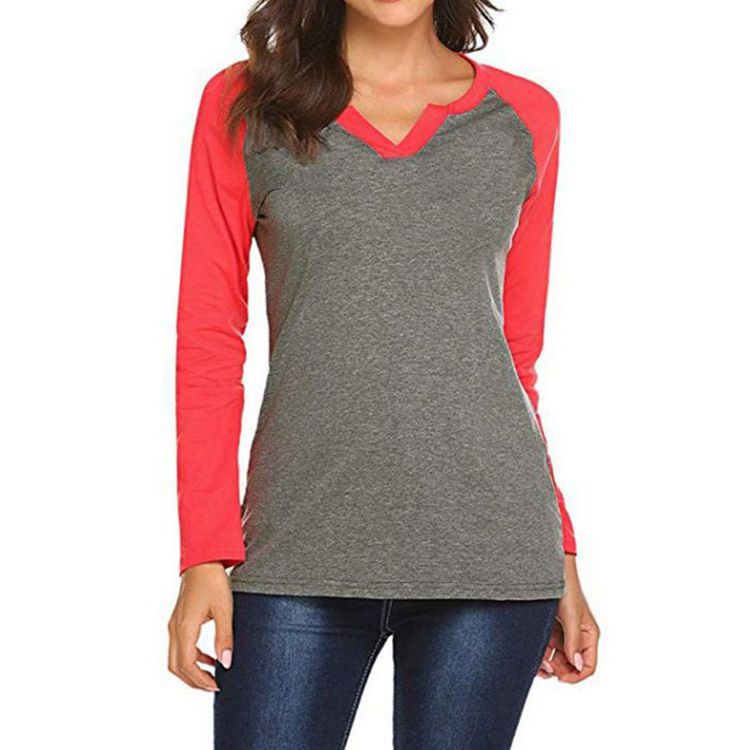 Two-Tone Notch Neck Raglan Tee