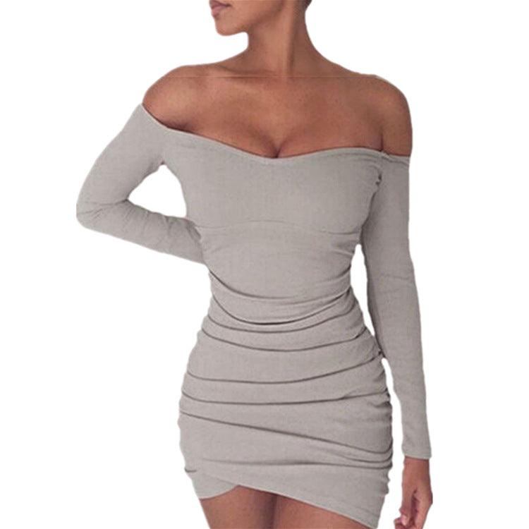 Ruched Off-Shoulder Mini Bodycon Dress