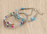 Colorful Floral Beaded Metal Bracelet