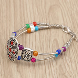 Colorful Floral Beaded Metal Bracelet
