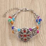 Bracelet en métal en perle florale colorée