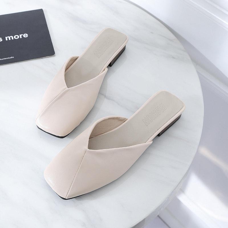 Square Toe Leatherette Slipper Shoes