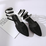 Pompes de sandale enveloppe de la cheville à paillettes